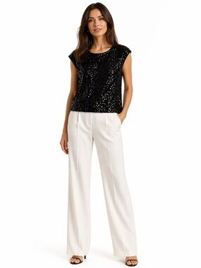 New Mossimo women's sequin black cap sleeveless top or blouse size L/XL